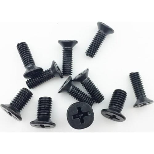 500 pcs one lot Flat head screws carbon steel screws M2 M2.5 M3 M3*4 M3*5 M3*6 screws black Nickel plated KM screws