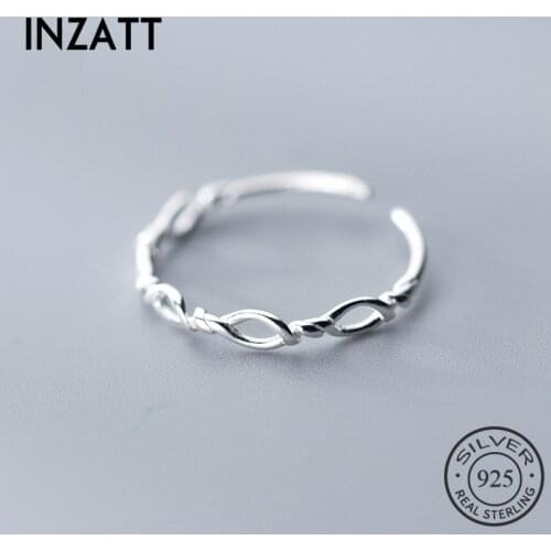 INZATT Real 925% Sterling Silver Irregular Geometry Opening Ring For Women Hope Rope Ring Interesting Fine Jewelry Birthday Gift