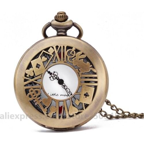 100pcs/lot Cheap Chain watches vintage new style pocket watch hollow out visible quartz Antique pocket watch