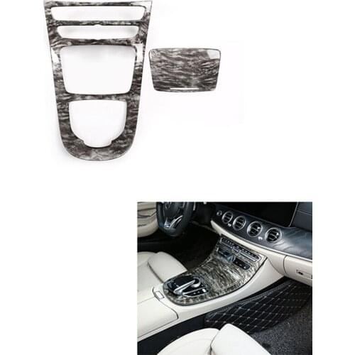 2Pcs Console Gear Panel Frame Console Gear Shift Panel Cover Trim for Mercedes Benz E-Class W213 2016-2018 Car Styling