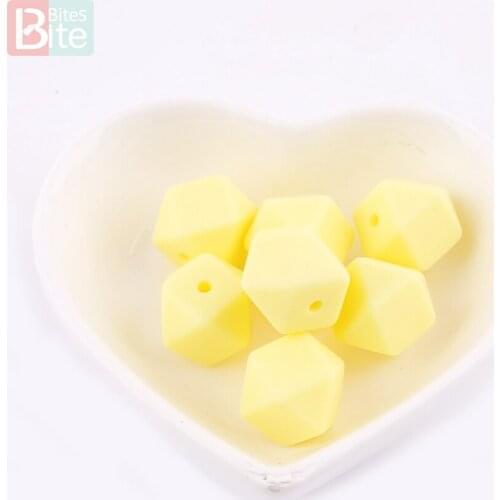 Bite Bites 14mm 5pc Hex Silicone Beads Colorful High Quality DIY Crafts Baby Accessories Food Grade Materials Teether