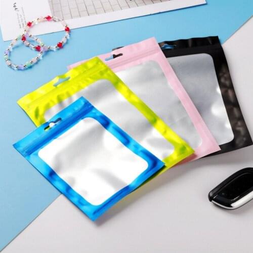 50pcs/Lot Zip Lock Plastic Aluminum Foil Colourful Food Packing Bag Water Proof Self Seal Storage Pouches