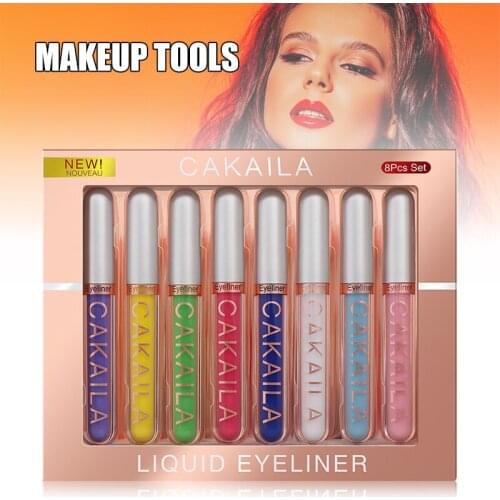 8pcs Colorful Liquid Eyeliner Pen Waterproof Shiny Eyeliner Pencil Long Lasting Quick Drying Cosmetics Eye Makeup Tools