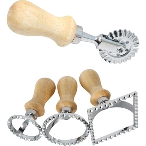Ravioli Maker Cutter Stamp Set-Leading Dough Cutter and Press Stamps with Wooden Handle-For Ravioli, Pasta, Dumplings Lasagna