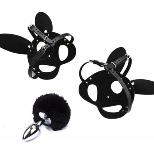 Animal Cosplay Erotic Accessory with Plush Tail Smooth Touch Anal Butt Plug for Unisex Gay BDSM Party Sexy Adult Mask Games