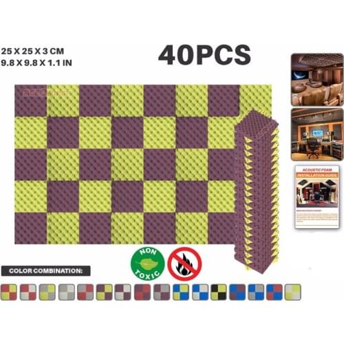Arrowzoom Studio Sound Absorption Panel Egg Crate Convoluted Acoustic Tile Foam 40 pcs Pack 25 x 25 x 3 cm (9.8 x 9.8 x 1.1 in)