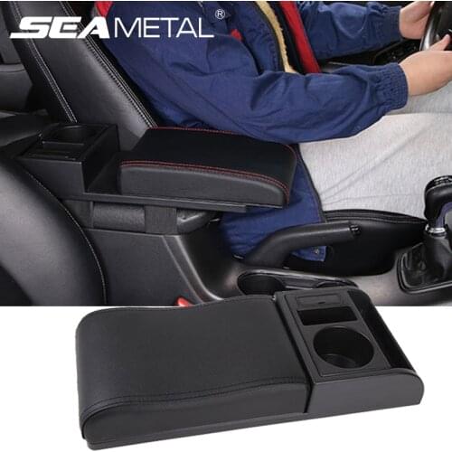 Car Armrest Cushion Elbow Support Cup Holder Storage Box Auto Arm Rest Pad Universal Fit for 95% Vehicle with USB Charging Ports