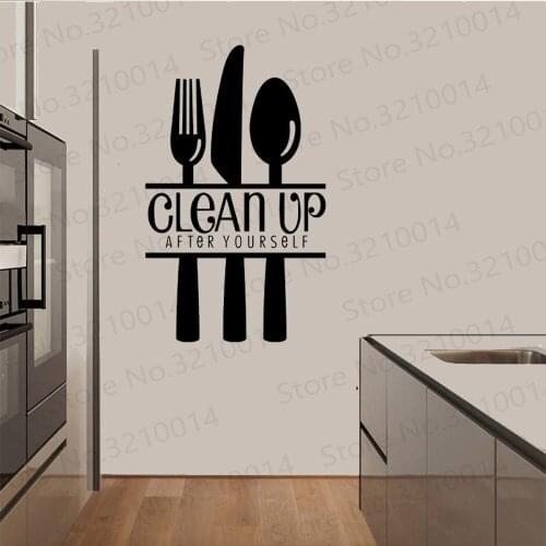 Free Shipping Clean up after yourself creative quote Dining Room Laundry Kitchen Home Decorations PW367
