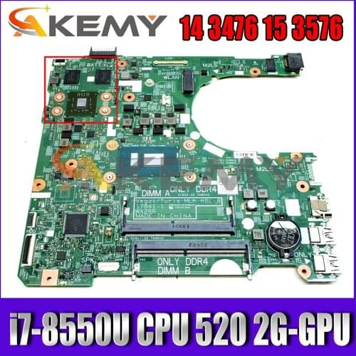 CN 0F2P7W WX2RR 17841-1 For DELL Inspiron 14 3476 15 3576 Laptop Motherboard With i7-8550U CPU Radeon 520 2G-GPU 100% Tested