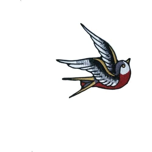 Color Swallow Embroidery Patches Animal Cool Full Embroidered Applique Decoration for Jacket Jean Backpack Tshirt DIY Accessary