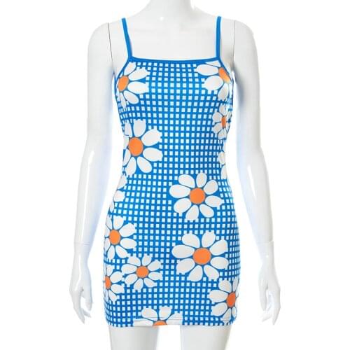 Harajuku Print Y2K Knitted Halter Dress Summer Vintage Backless Cute Mini Sundress Aesthetic 90s Beach Sexy Cloth Cuteandpsycho