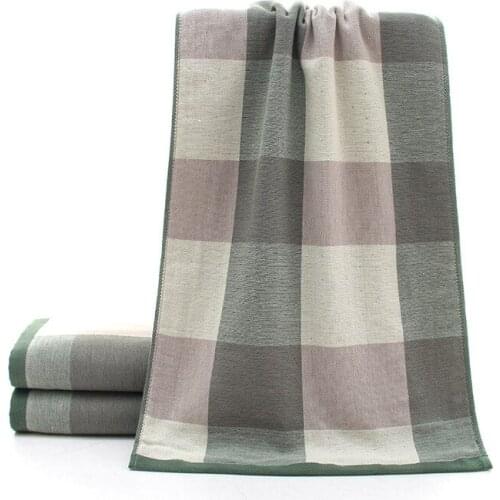 34x75cm Cotton Plaid Soft Absorbent Home Hotel Bathroom Washcloth Adult Hand Towel