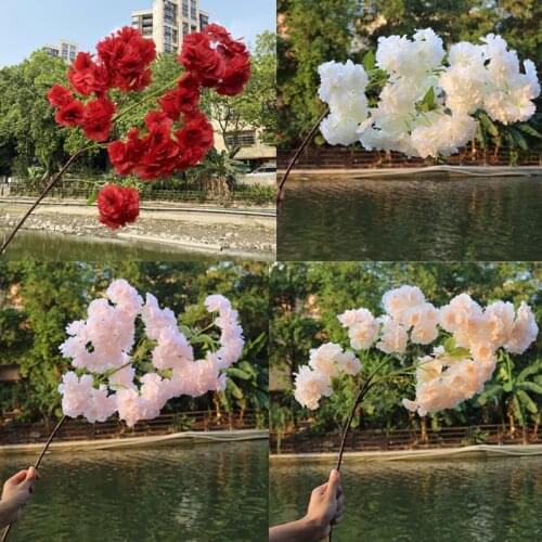Fake Cherry Tree Simulation Flower Encryption Ribbon Pear Twig Flower Wedding Home Decoration Artificial Cherry Branch
