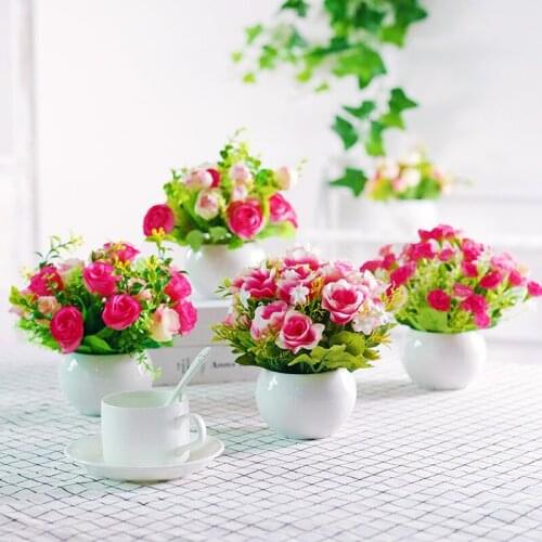 Artificial Flowers Imitation Flowers Living Room Decoration Dinning Potted Ornaments Green Plants Wedding Family Party Bouquet