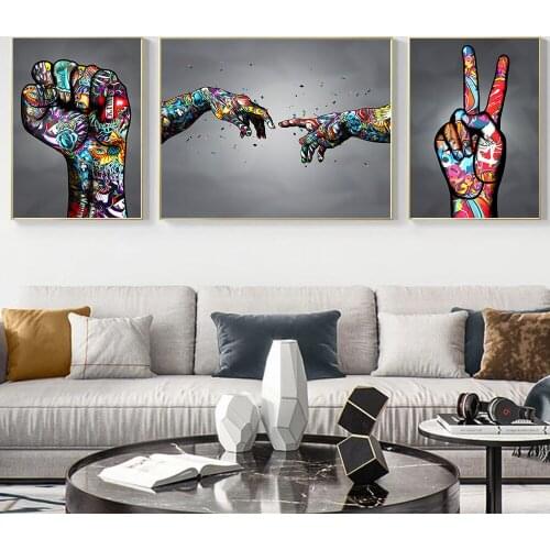 Graffiti Love Hands To Hands Gesture Paintings On The Wall Posters Prints For Living Room Canvas Pictures Home Decor Art Cuadros