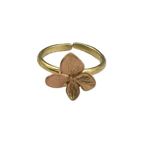 CSxjd 2020 New Genuine version Metal bronze hydrangea Open adjustable ring Vintage accessories