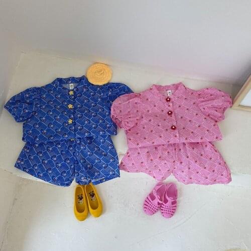 2021 Summer Girls Clothing Set Short Sleeve Cotton Floral T-Shirt And Shorts 2Pcs Suit