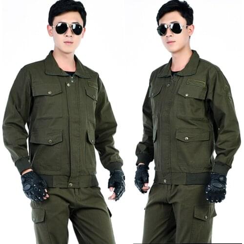 Men Casual Long Sleeve Workwear Suits Wear-Resistant Work Clothes with Pockets Streetwear Suit Set