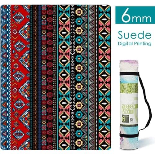 6mm Yoga Mat Microfiber Non Slip Carpet Mat For Beginner Bohemian Pattern Fitness Gymnastics Mats 185X58CM Pilates Indoor Tapete