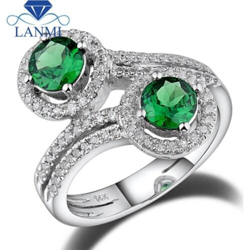 Round 5.5mm Solid 14kt White Gold Natural Tsavorite Engagement Ring R0011