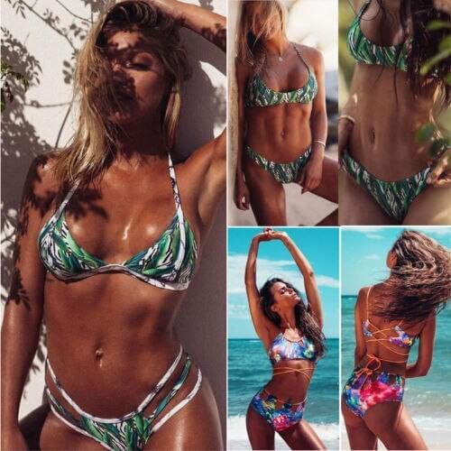 Summer Beach Sexy Women Swim Bikini Set Triangle Bandage Push-Up Padded Swimwear Swimsuit Bathing Two-Piece Suit Beachwear