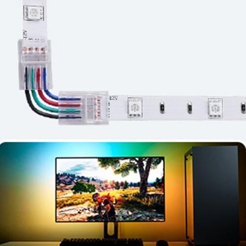 L Shape 2/4 Pin Connectors Angle Adjustable LED Strip Connector For 10mm Width 5050 3528 RGB LED Strip Lights 90 Degree Corner