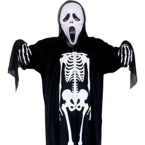 Skeleton Ghost Masks Child Cloak Masquerade Terror Party Supplies Halloween Adult Skull Horror Mask Gloves Clothes