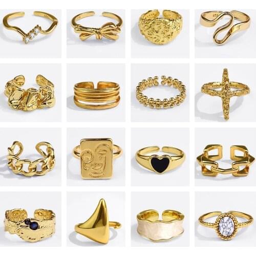 MEETSOFT Classic S925 Sterling Silver gold Zircon Cross Bowknot Adjustable Ring for Women Party Jewelry wholesale Accessory