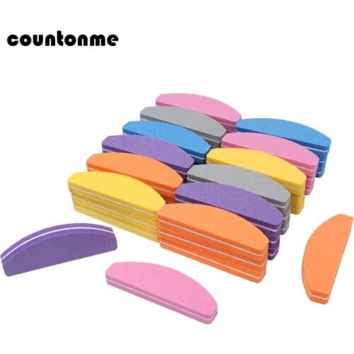 10pcs/lot Mini Sponge Nail File Boat Shape Sponge Mix Color Nail Buffer 100/180 Nail Files Set Double Sides Manicure Salon Tools