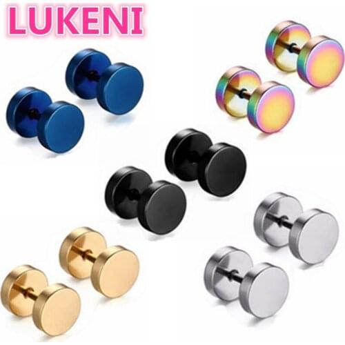 Fashion jewelery for women Mens Dumbbells Earrings Titanium steel Prevent allergy pure stud earring The barbell free shipping