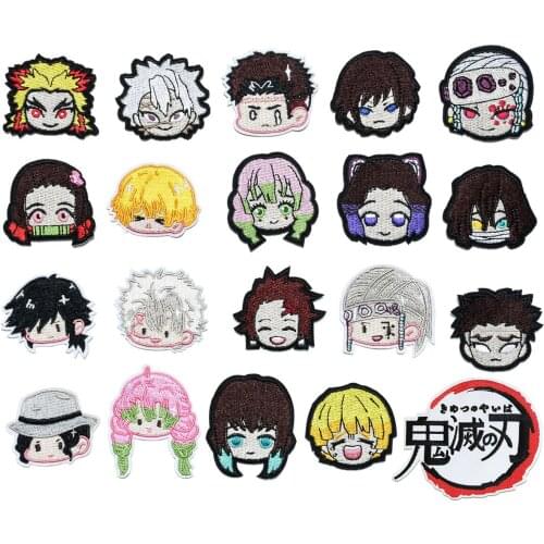 Anime Demon Slayer Series For Clothes Iron on Embroidered Patches For Hat Jeans Sticker Sew-on DIY Patch Applique Badge Decor