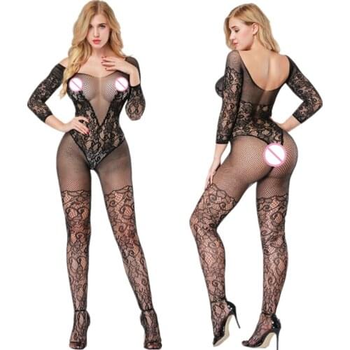 2020 New Sexy Lingerie Hot Black Nylon Perspective Women Teddy Lingerie Cosplay Sex Costumes Erotic Lingerie Body Stocking