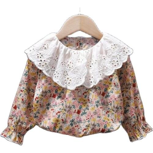 2020 Autumn Cotton Baby Toddler Teen Princess School Girls Flower Printed Blouse Long Sleeve T-shirt