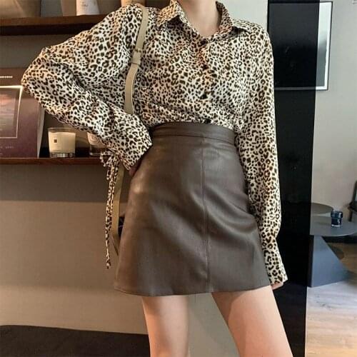 Autumn and Winter Leather Skirt Loose High Waist Fashion A- line Skirt Woman Skirts Faldas Jupe