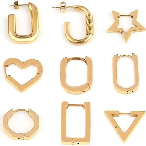 Punk Minimalist Earrings For Women Stainless Steel Earrings For Women Men Stud Earrings Geometric Earrings Star Charm Earrings