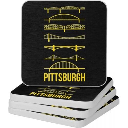 Pittsburgh Bridges Diatomite Square Round Coaster Quick-drying Cup Bonsai Mat Soap Toothbrush Pad Diameter 10cm