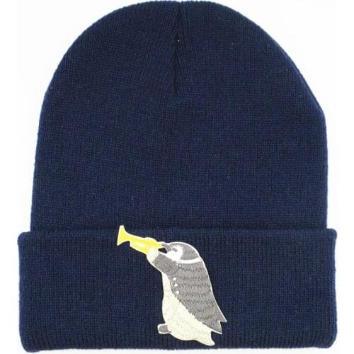 Cotton penguin animal embroidery Thicken knitted hat winter warm hat Skullies cap beanie hat for men and women 380