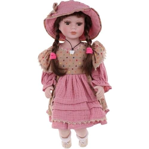Birthday Xmas Gift - 40cm Excellent Workmanship Doll DIY Accessory Vintage Porcelain Lady Girl Dolls with Display Stand #2