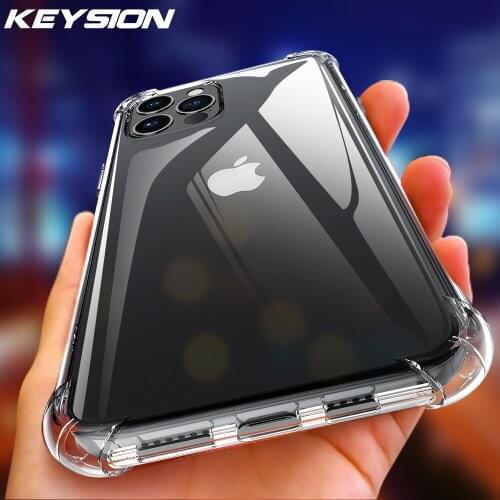 KEYSION Shockproof Clear Case for iPhone 12 12 Mini Transparent soft silicone Phone back Cover for iPhone 12 Pro 11 Pro Max X XR