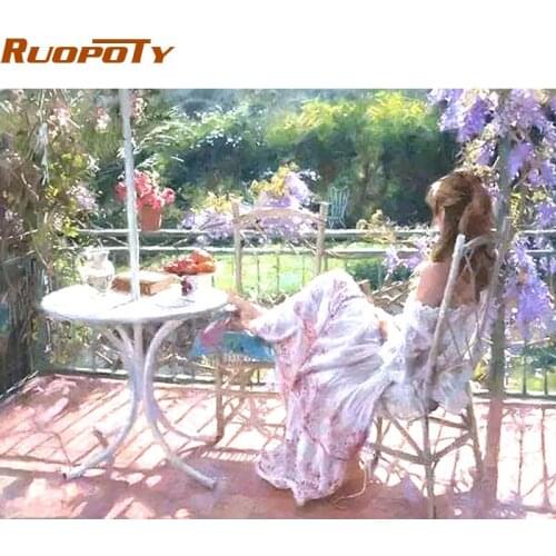 RUOPOTY Frame Figure Painting Beautiful Women DIY Painting By Number Kits Handpainted Oil Painting On Canvas For Home Wall Decor
