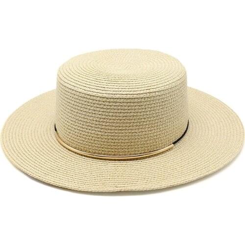 20 Color Fresh Natural Wide Brim Jazz Straw Hat Female Summer French Panama Hat Women Flat Top Beach Sun Protection Straw Hat