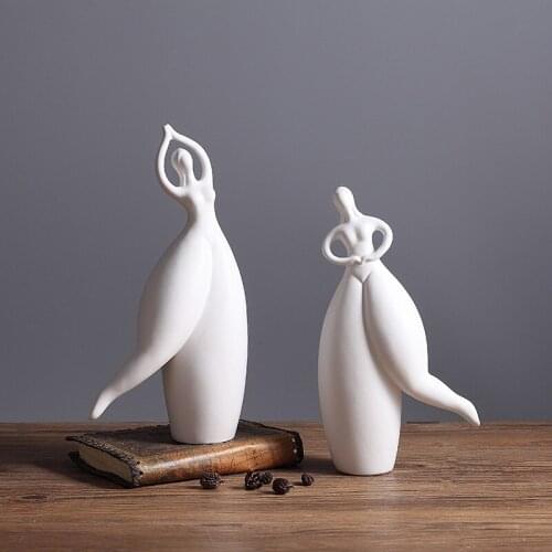 Nordic Dancing Girls White Ceramics Miniature Model Home Decoration Figurines Fat Lady Ornaments Decor Accessories Sculpture