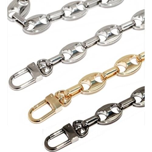 Pig Nose Steel Bag Chain - DIY Gold, Silver, Gun Black Metal Replacement Chain Shoulder Crossbody Bag Strap for Handbags Handle