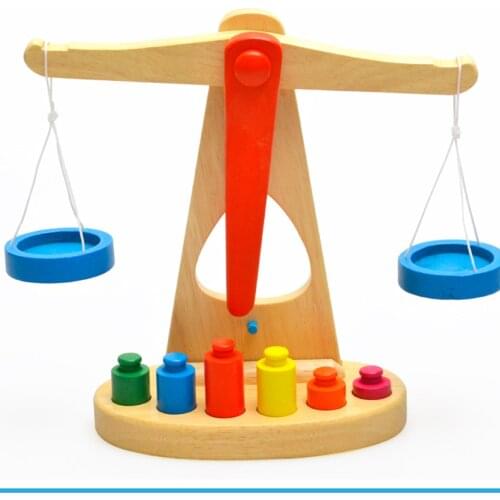 Child Montessori Wooden Balance Scale With 6 Weights Toy Montessori Weighing Scale Sensorial Early Education Game Gifts For Kids