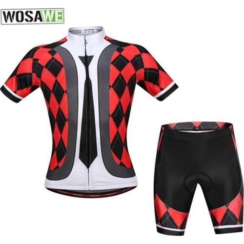 WOSAWE Mountain Bicycle Clothes Wear Maillot Ropa Ciclismo Cycling Jersey and Shorts Set Gentle Tie Lattic MTB Shirt for Men