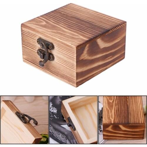 1Pc Vintage Wooden Hinged Box Jewellery Storage Case Crafts Sundries Organizer Home Storage Box 2 Colors
