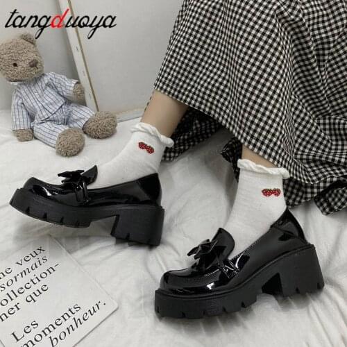 Women shoes Cute Lolita Girl Women Maid Boots Shoes Round Toe Leather Shoes Japanese JK High School Uniform Kawaii Anime Cosplay