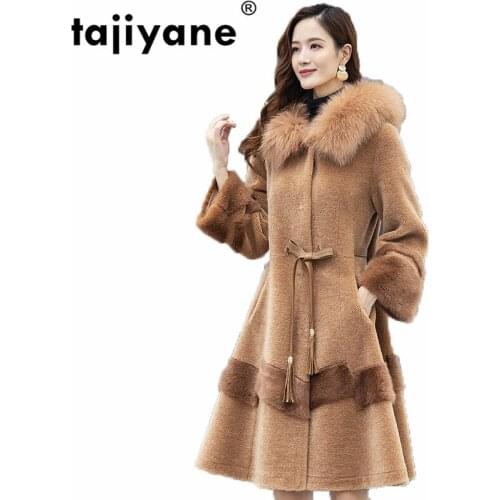 Real Fur Coat Autumn Winter Jacket Women Clothes 2020 Mink Fur Coat Fox Fur Collar Korean Vintage Wool Jacket Women Tops ZT1165