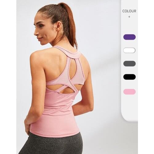 Ladies yoga vest sexy hollow tight-fitting quick-drying clothes high elastic breathable fitness running sports vest 92101