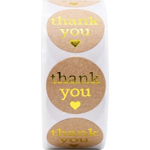 1inch 50-500pcs Round Thank You Stickers Gold Foil Label Stickers Gift Packaging Seals Kraft Stationery Sticker